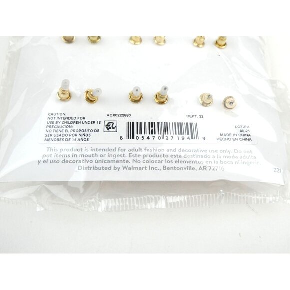 Walmart Earring Set 9 Pairs Gold-Tone Hypo-Allergenic - Picture 9 of 9